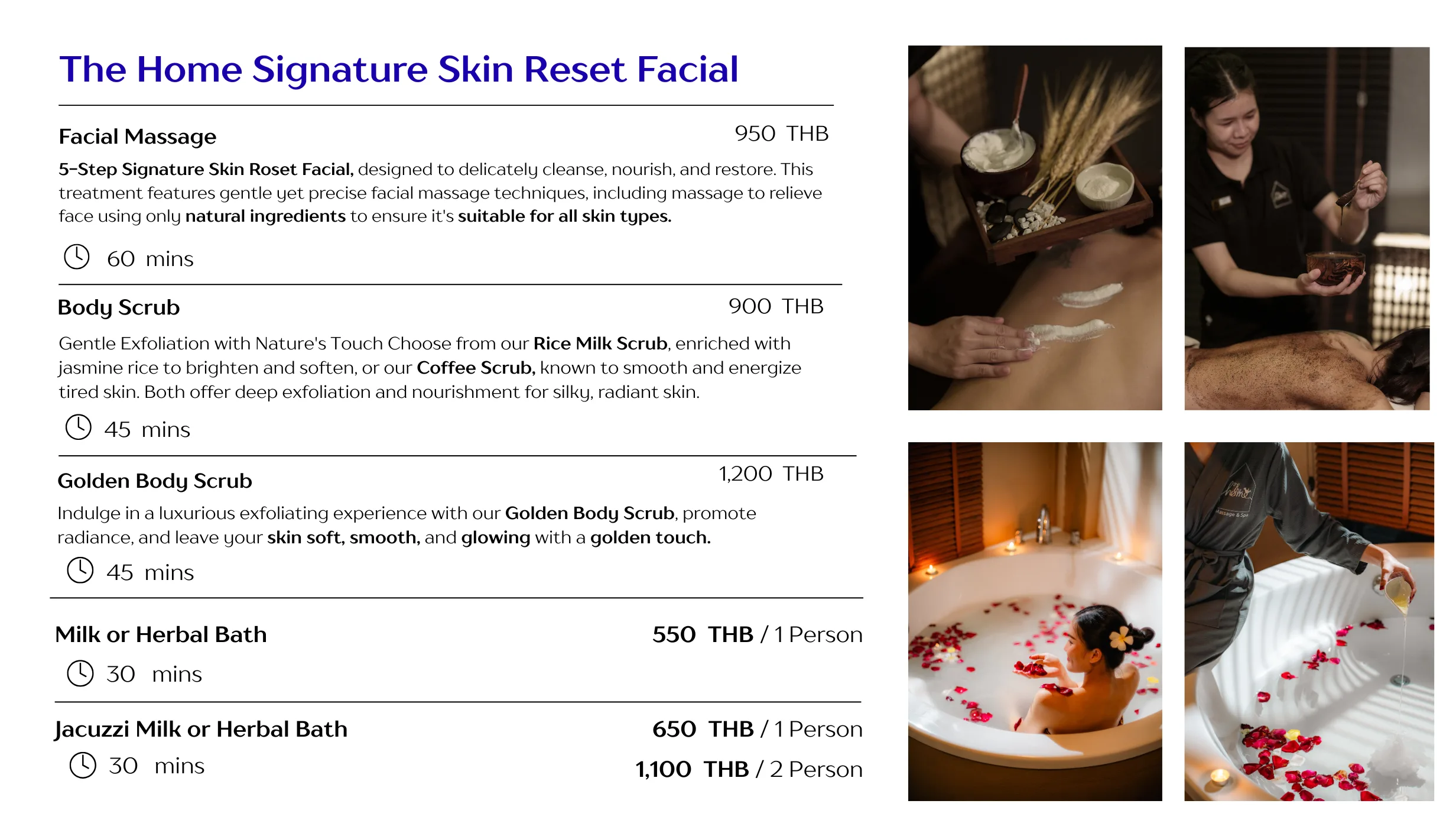 Signature spa package treatment room